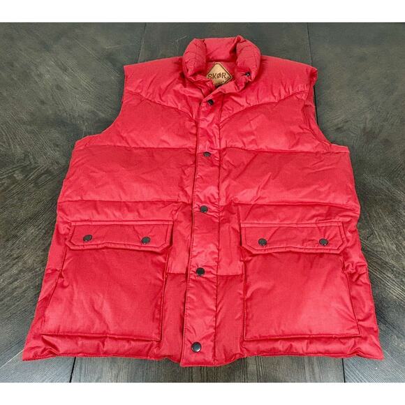 Vintage SKOR Adventure Outdoor Gear Goose Down Puffer Vest Red Size XL - Picture 2 of 12